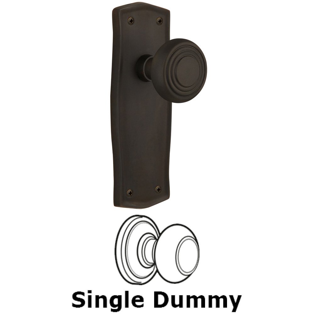 Single Dummy Knob Without Keyhole - Prairie Plate with Deco Knob in Oil Rubbed Bronze