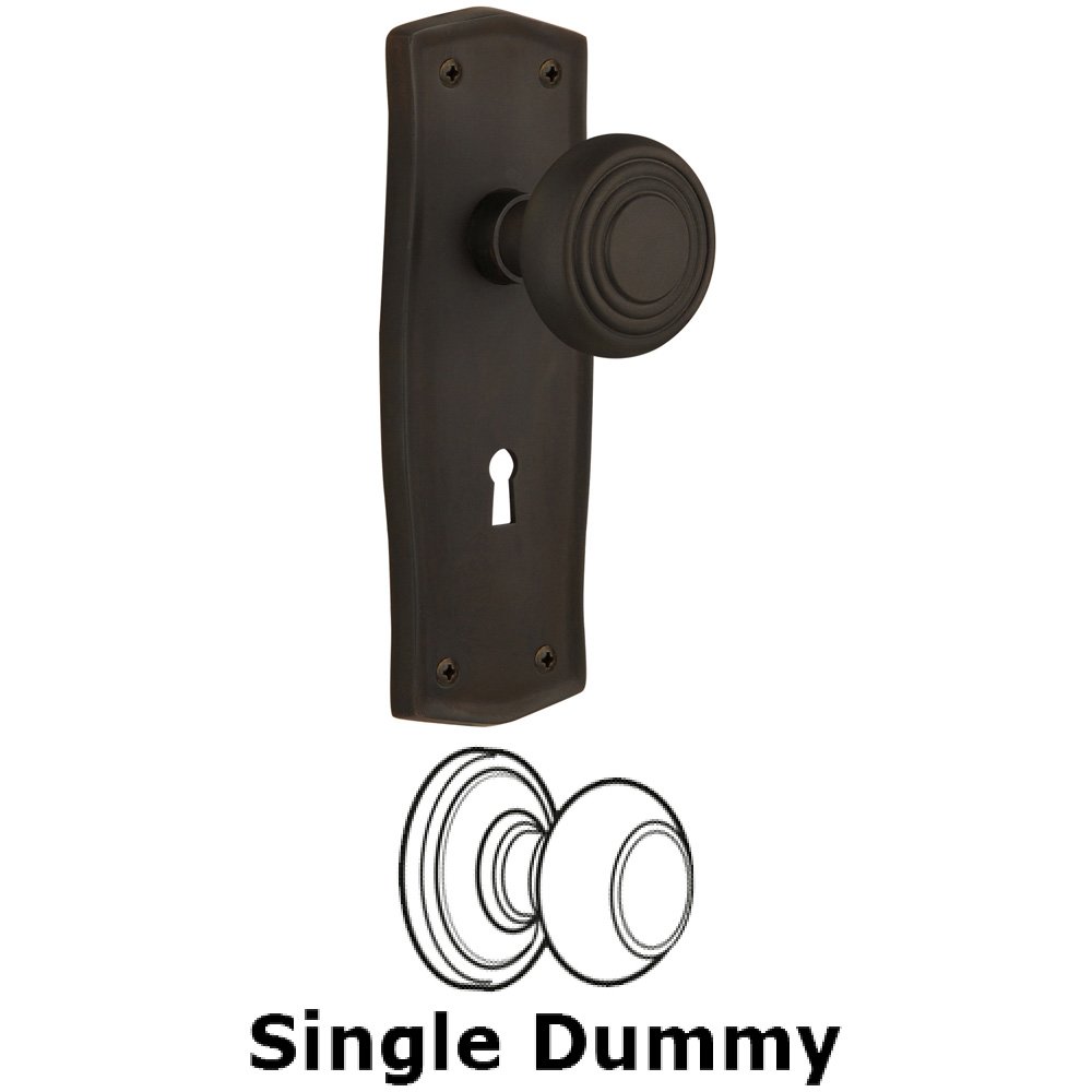 Single Dummy Knob With Keyhole - Prairie Plate with Deco Knob in Oil Rubbed Bronze