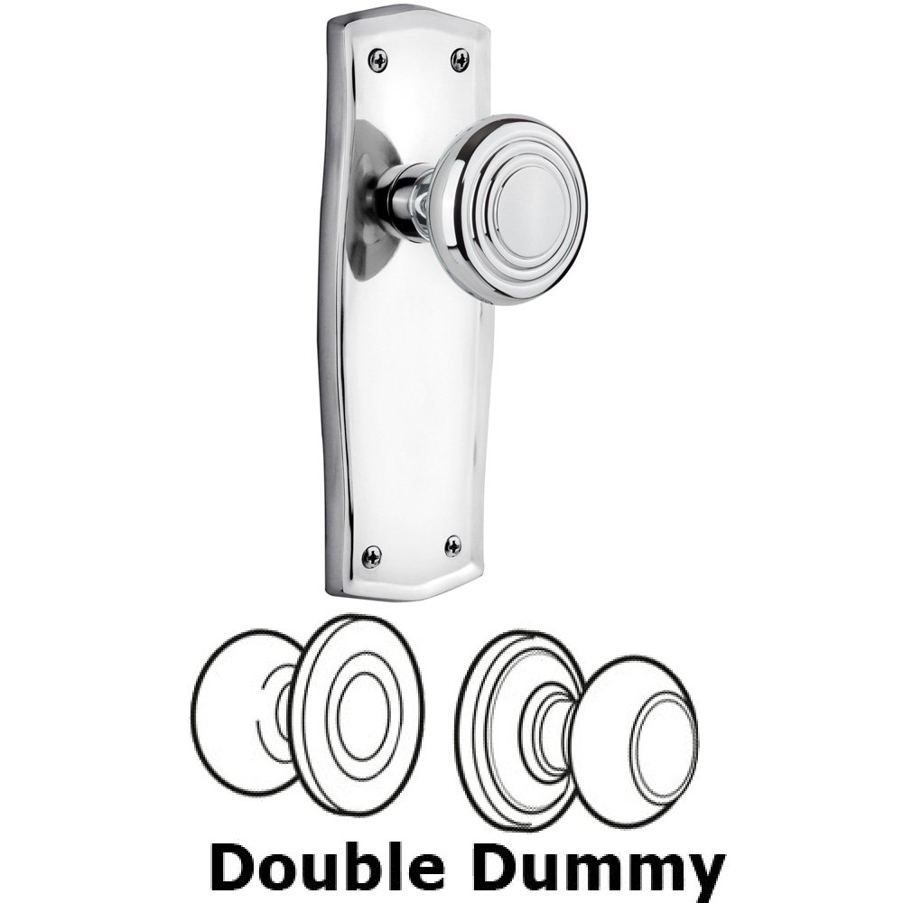 Double Dummy Set Without Keyhole - Prairie Plate with Deco Knob in Bright Chrome