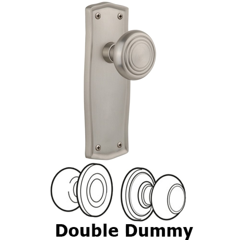 Double Dummy Set Without Keyhole - Prairie Plate with Deco Knob in Satin Nickel