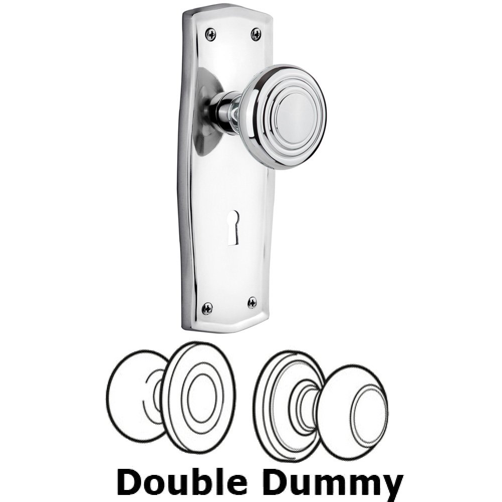 Double Dummy Set With Keyhole - Prairie Plate with Deco Knob in Bright Chrome