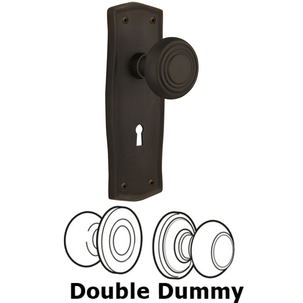 Double Dummy Set With Keyhole - Prairie Plate with Deco Knob in Oil Rubbed Bronze