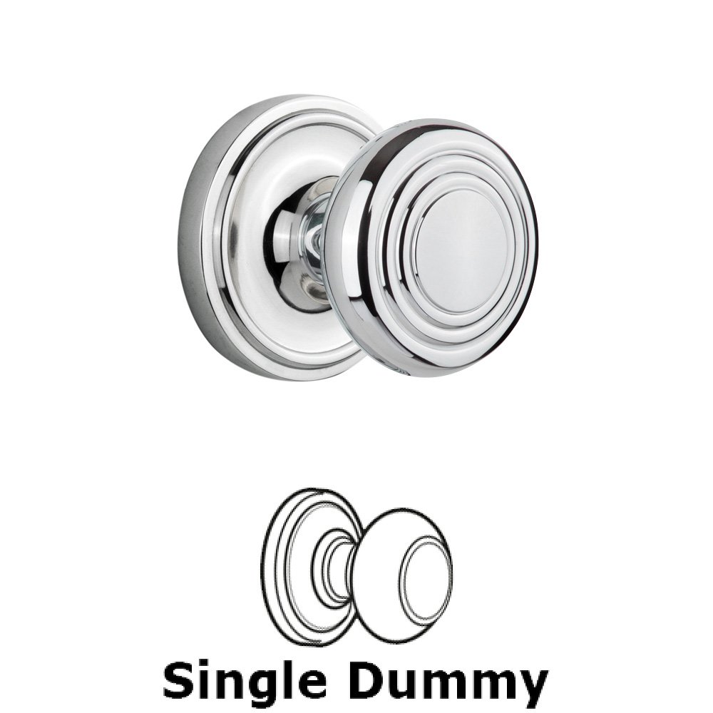 Single Dummy Classic Rosette with Deco Knob in Bright Chrome