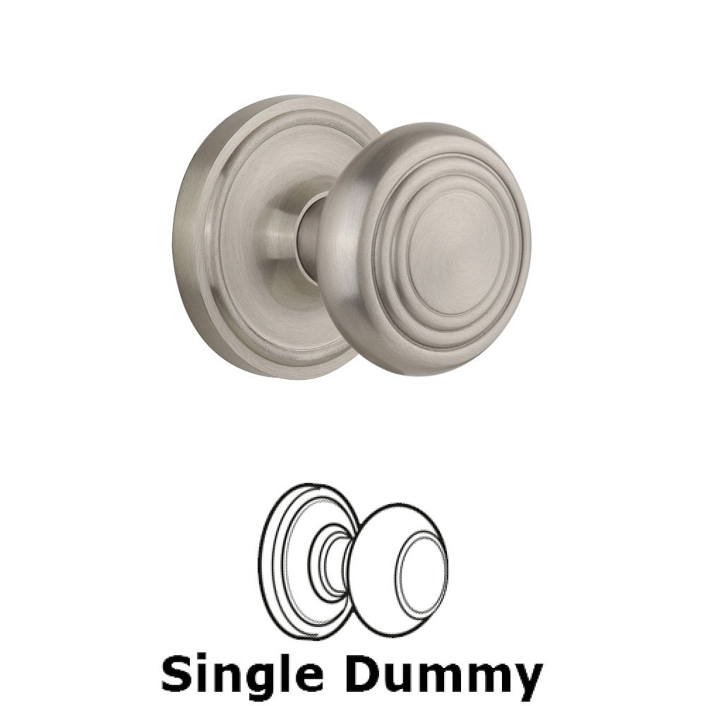 Single Dummy Classic Rosette with Deco Knob in Satin Nickel