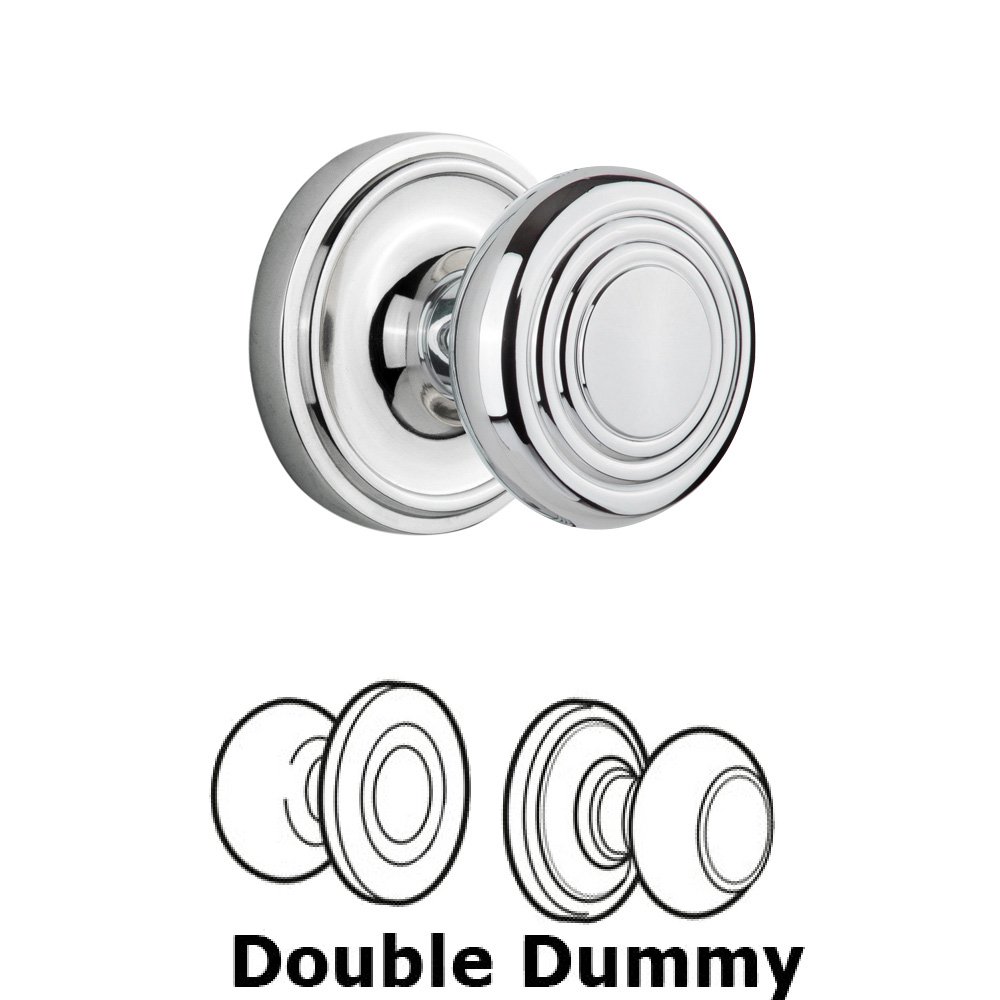 Double Dummy Classic Rosette with Deco Knob in Bright Chrome