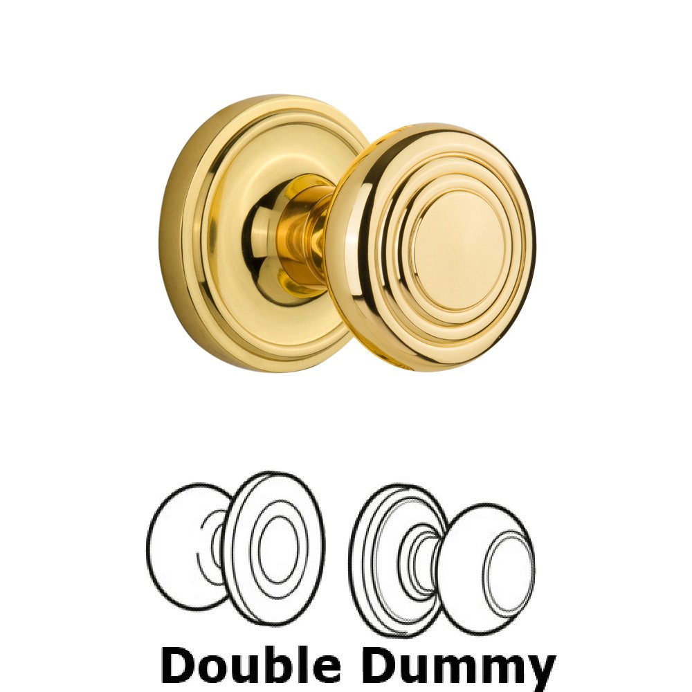 Double Dummy Classic Rosette with Deco Knob in Polished Brass