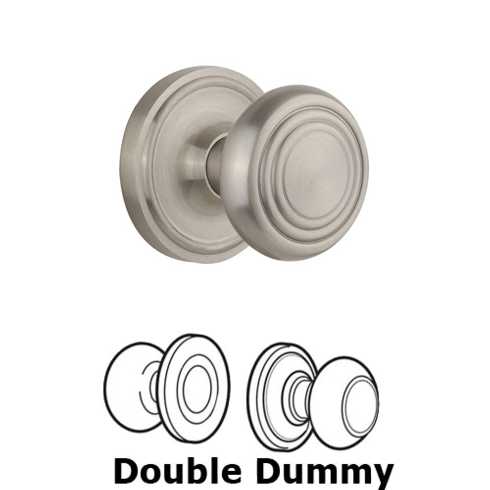 Double Dummy Classic Rosette with Deco Knob in Satin Nickel