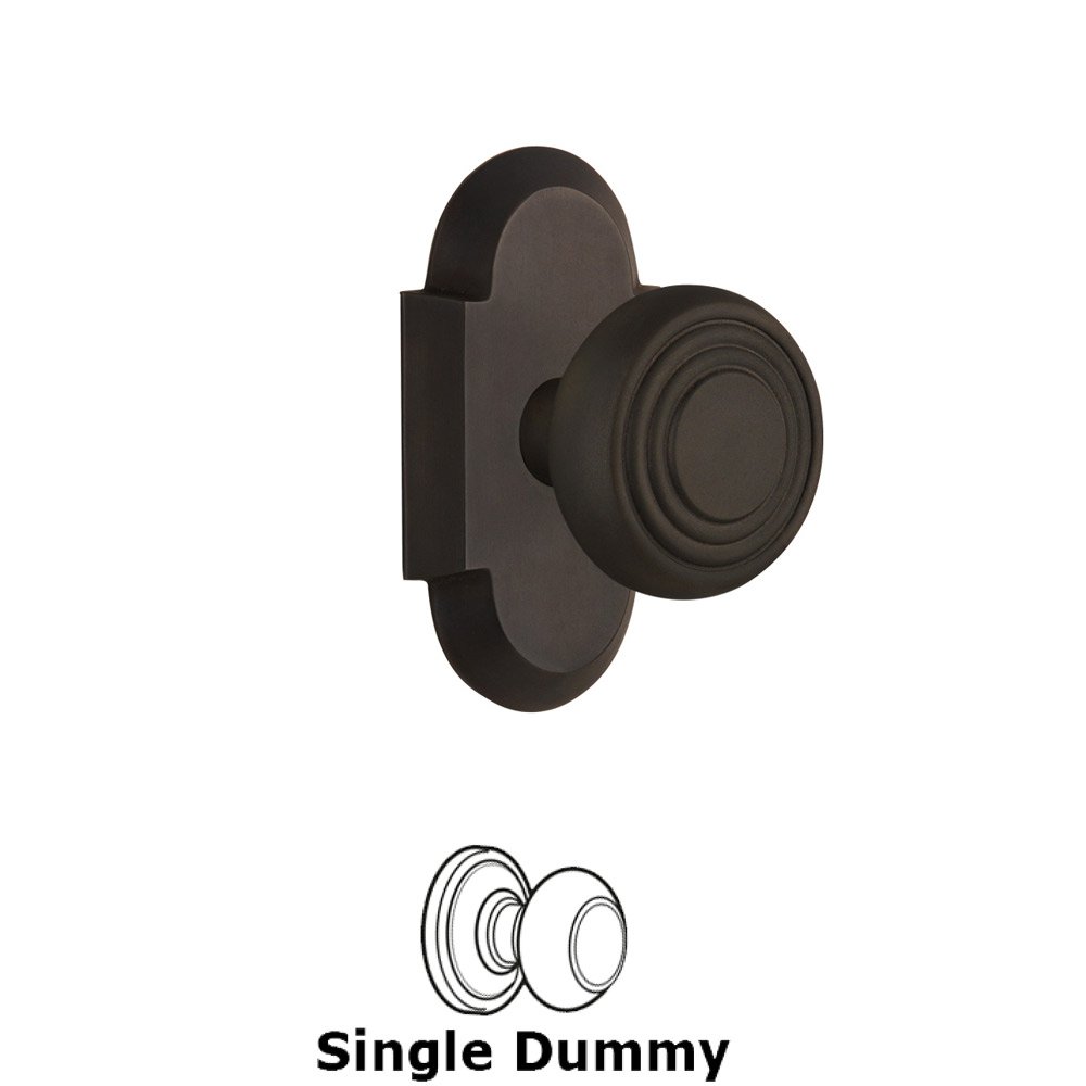 Single Dummy Knob Without Keyhole - Cottage Plate with Deco Knob in Oil Rubbed Bronze