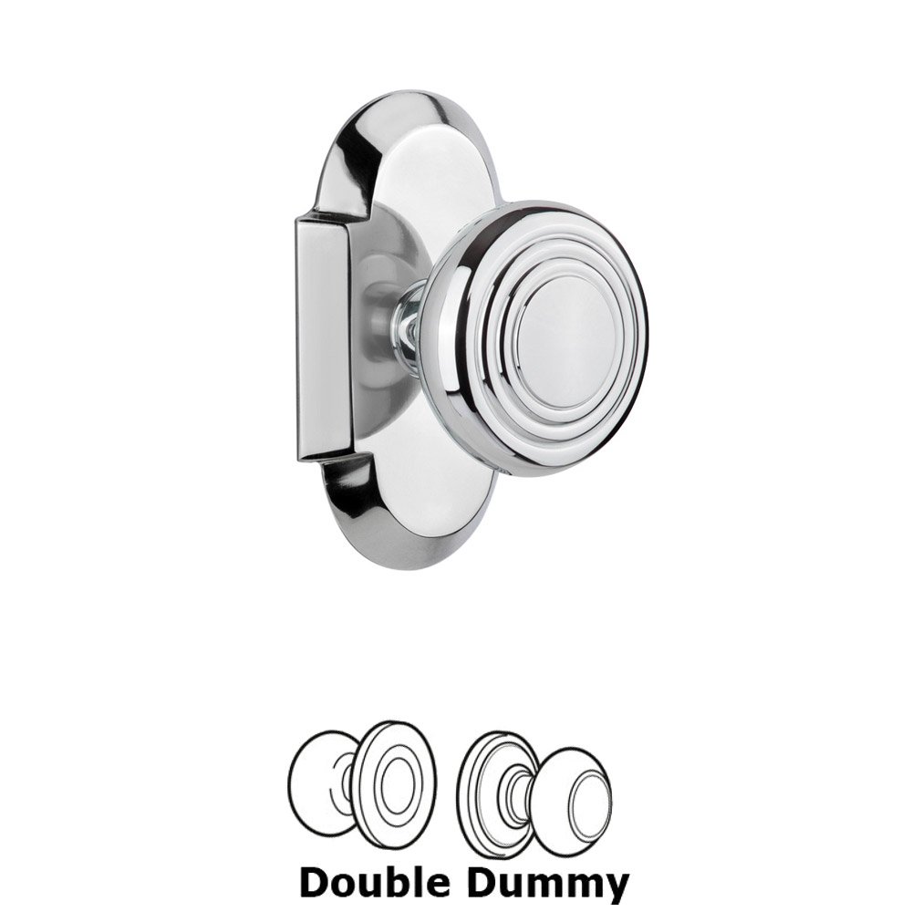 Double Dummy Set Without Keyhole - Cottage Plate with Deco Knob in Bright Chrome