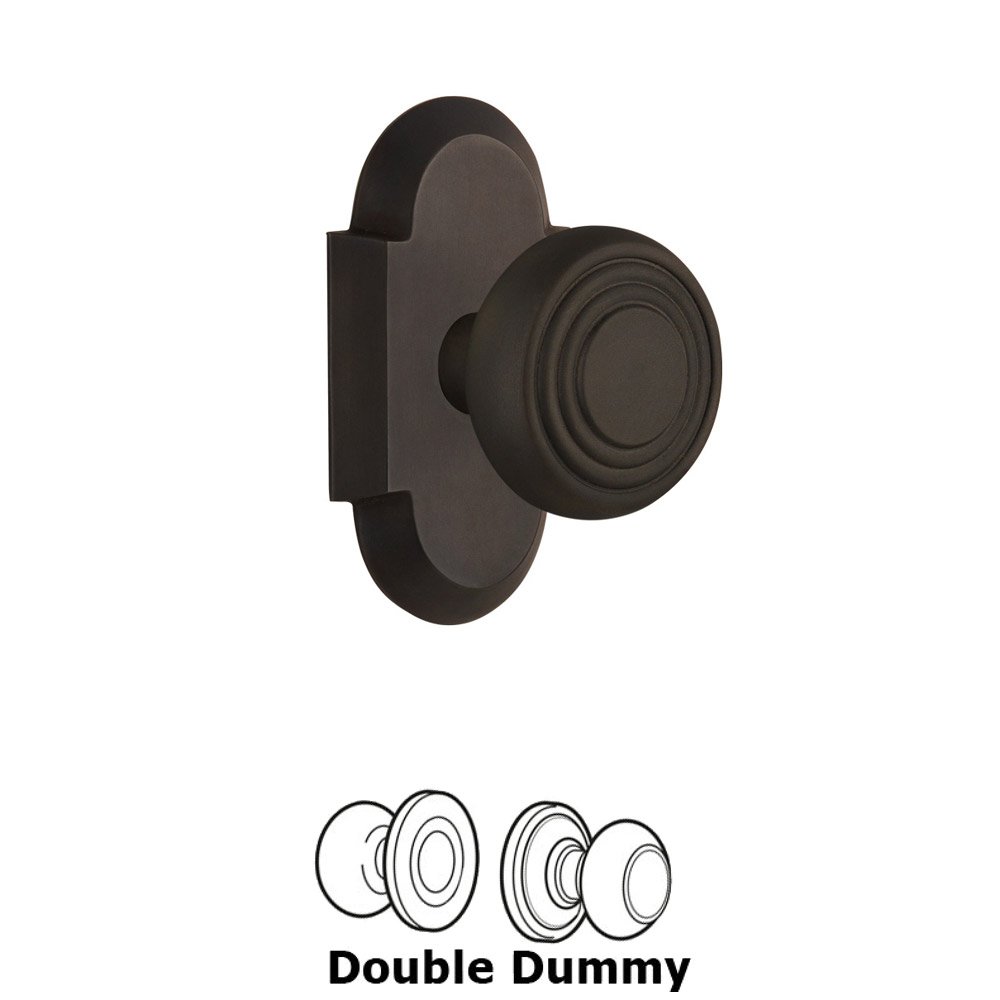 Double Dummy Set Without Keyhole - Cottage Plate with Deco Knob in Oil Rubbed Bronze