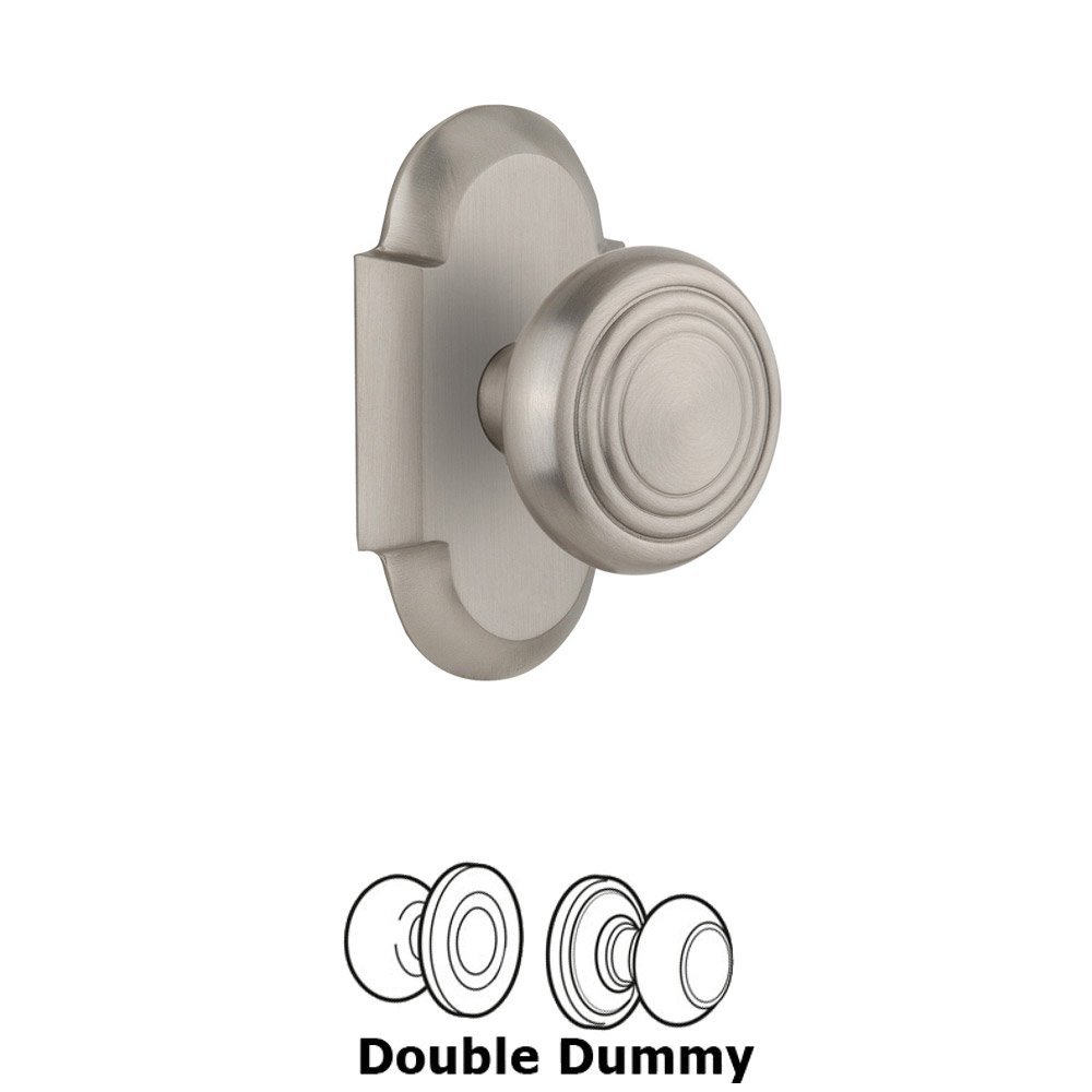 Double Dummy Set Without Keyhole - Cottage Plate with Deco Knob in Satin Nickel
