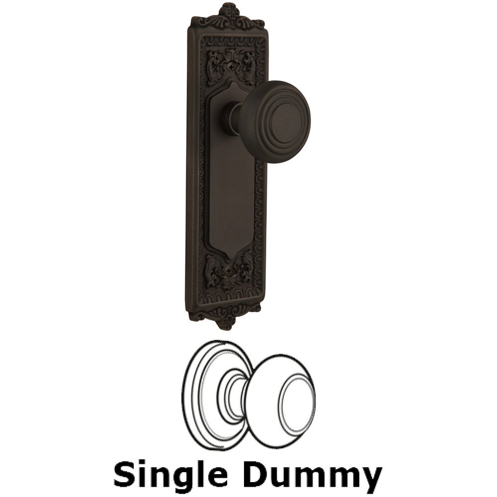 Single Dummy Knob Without Keyhole - Egg & Dart Plate with Deco Knob in Oil Rubbed Bronze
