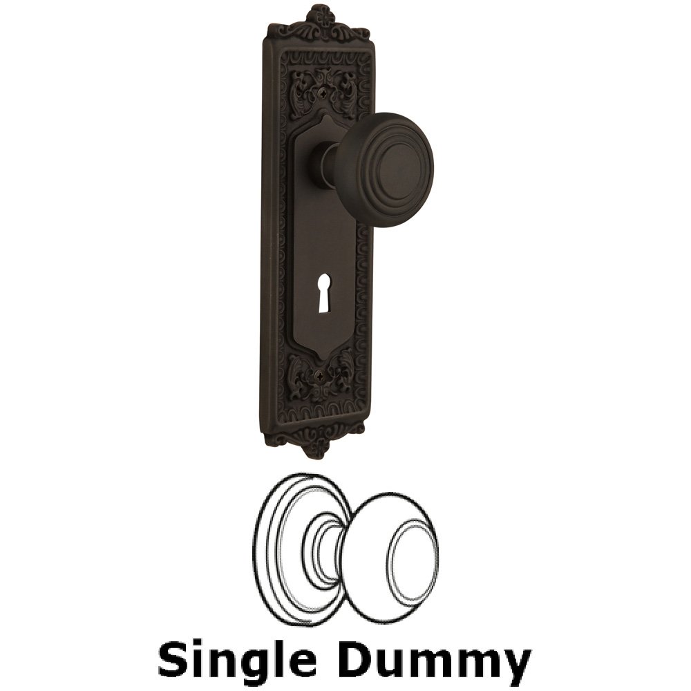 Single Dummy Knob With Keyhole - Egg & Dart Plate with Deco Knob in Oil Rubbed Bronze