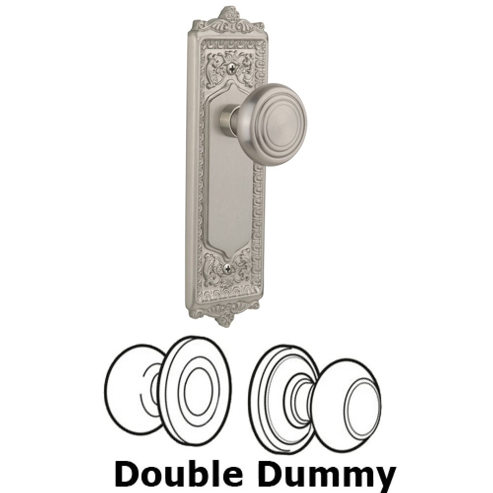 Double Dummy Set Without Keyhole - Egg & Dart Plate with Deco Knob in Satin Nickel