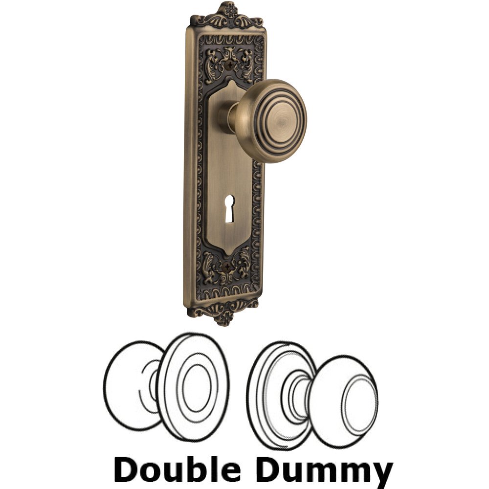 Double Dummy Set With Keyhole - Egg & Dart Plate with Deco Knob in Antique Brass
