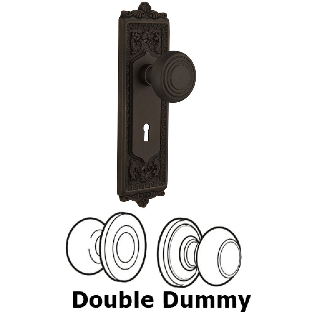 Double Dummy Set With Keyhole - Egg & Dart Plate with Deco Knob in Oil Rubbed Bronze