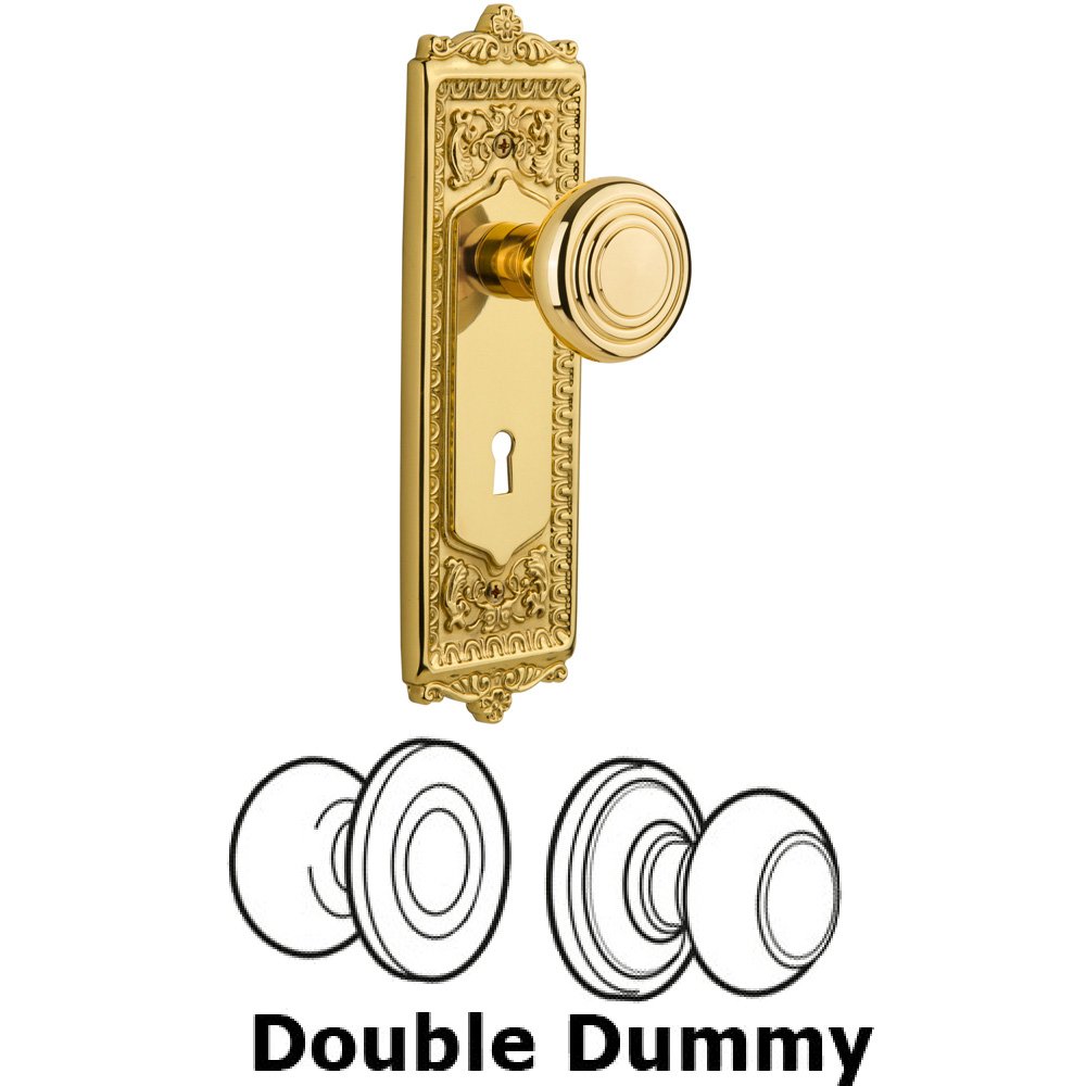 Double Dummy Set With Keyhole - Egg & Dart Plate with Deco Knob in Polished Brass