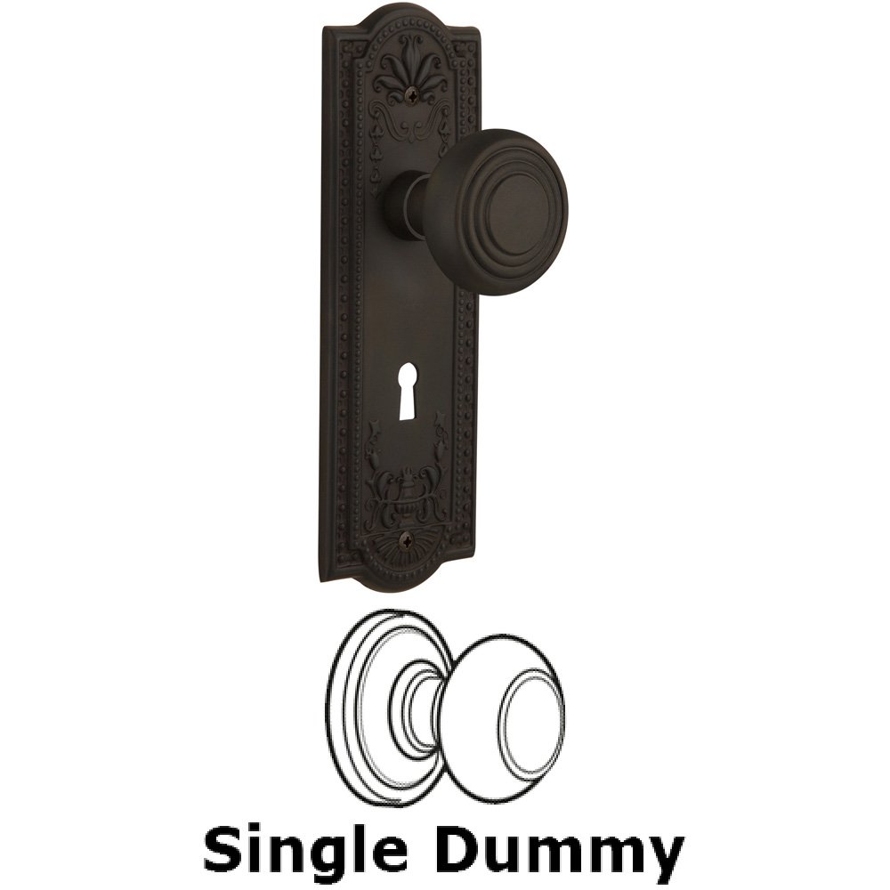 Single Dummy Knob With Keyhole - Meadows Plate with Deco Knob in Oil Rubbed Bronze