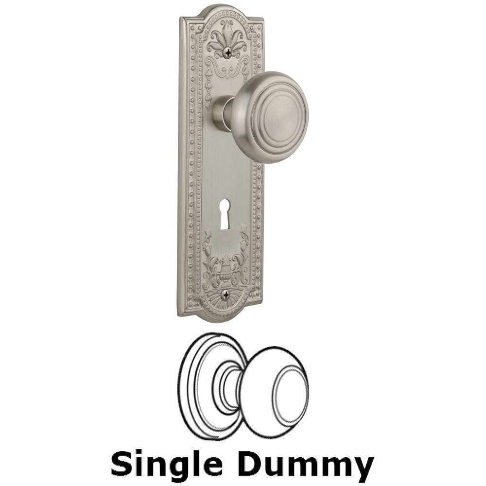 Single Dummy Knob With Keyhole - Meadows Plate with Deco Knob in Satin Nickel