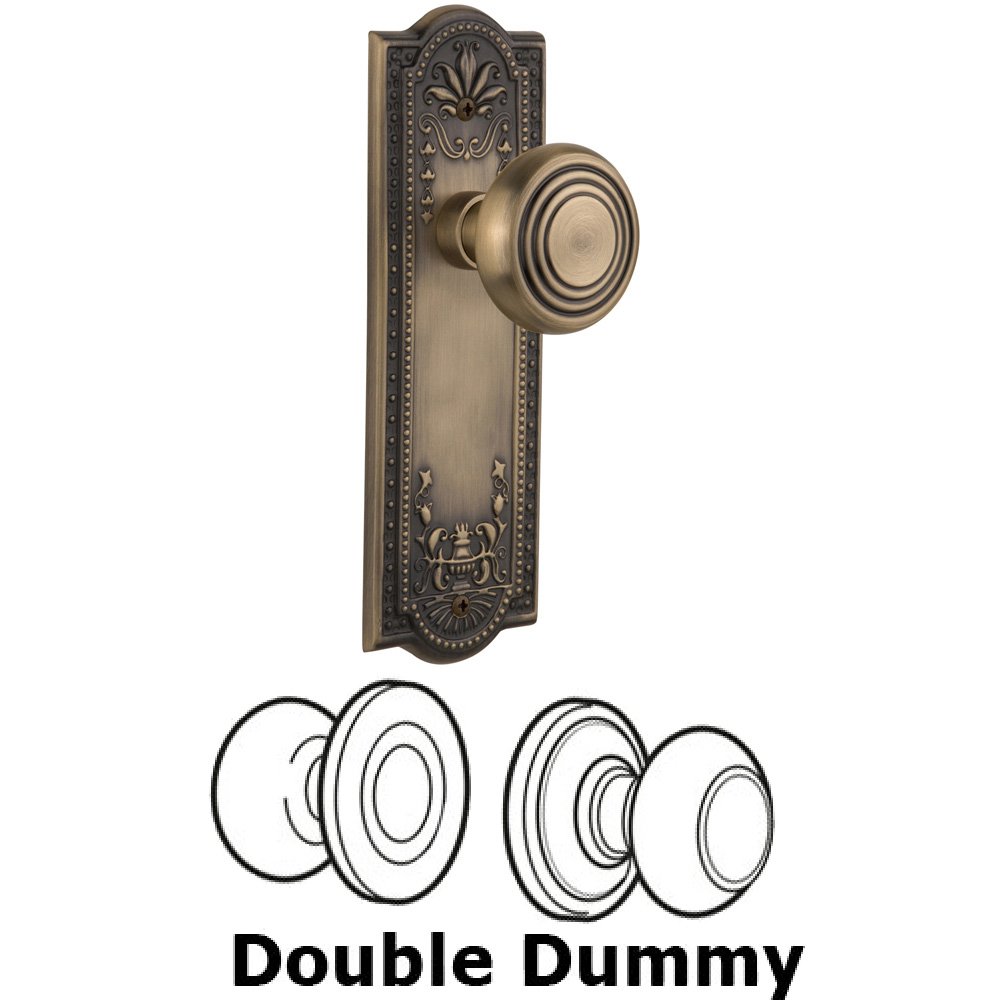 Double Dummy Set Without Keyhole - Meadows Plate with Deco Knob in Antique Brass