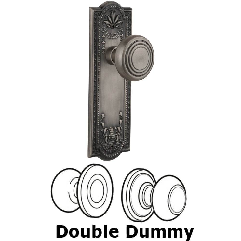 Double Dummy Set Without Keyhole - Meadows Plate with Deco Knob in Antique Pewter