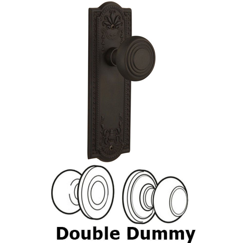 Double Dummy Set Without Keyhole - Meadows Plate with Deco Knob in Oil Rubbed Bronze