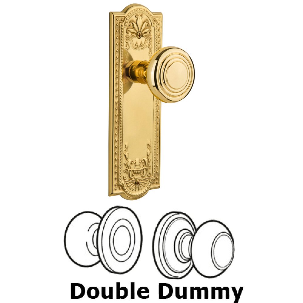 Double Dummy Set Without Keyhole - Meadows Plate with Deco Knob in Polished Brass