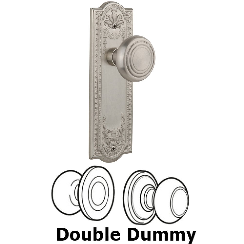 Double Dummy Set Without Keyhole - Meadows Plate with Deco Knob in Satin Nickel