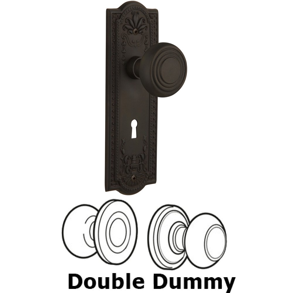 Double Dummy Set With Keyhole - Meadows Plate with Deco Knob in Oil Rubbed Bronze