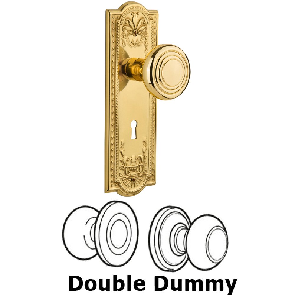 Double Dummy Set With Keyhole - Meadows Plate with Deco Knob in Polished Brass