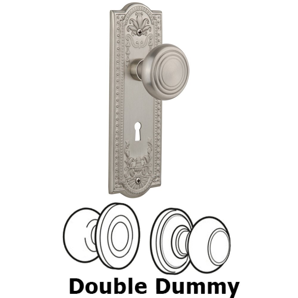 Double Dummy Set With Keyhole - Meadows Plate with Deco Knob in Satin Nickel