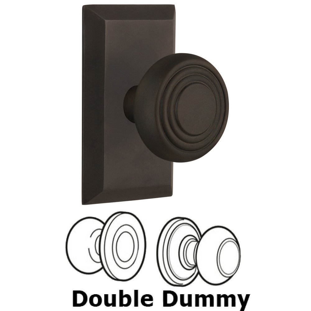 Double Dummy Set Without Keyhole - Studio Plate with Deco Knob in Oil Rubbed Bronze
