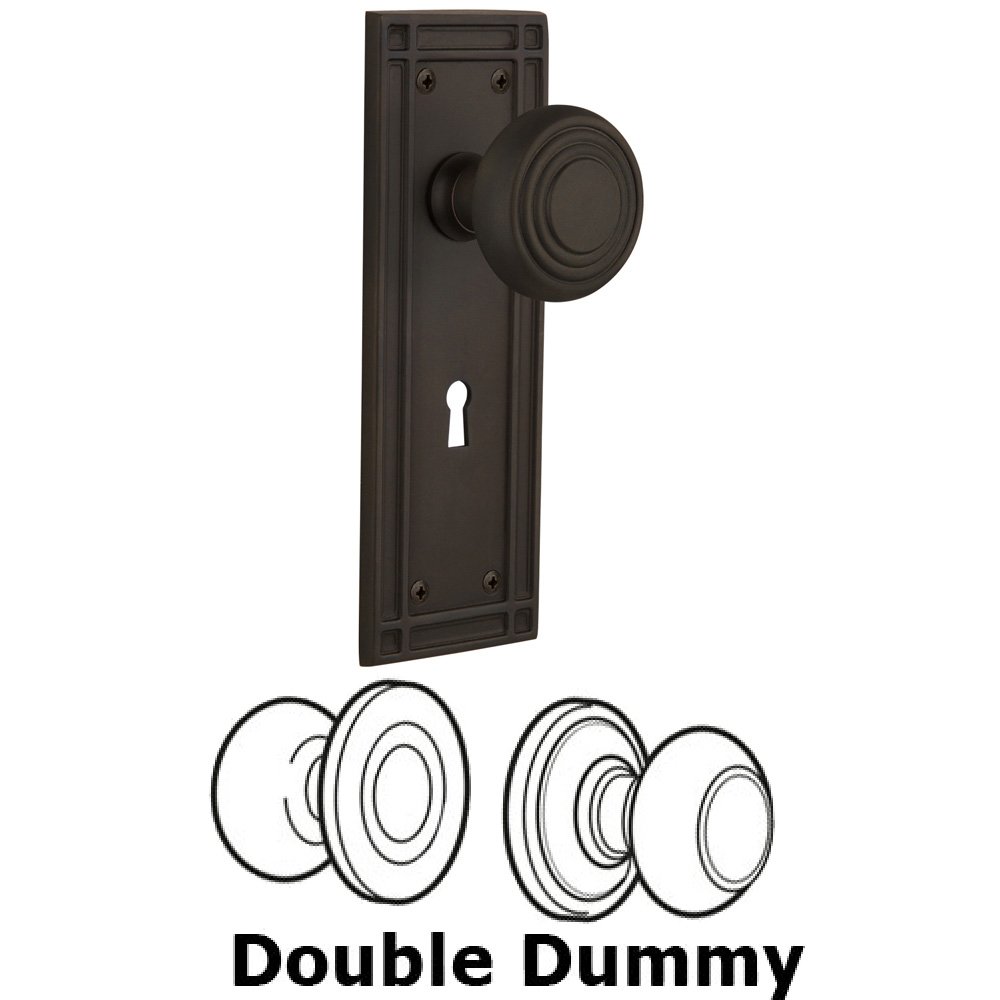Double Dummy Set With Keyhole - Mission Plate with Deco Knob in Oil Rubbed Bronze