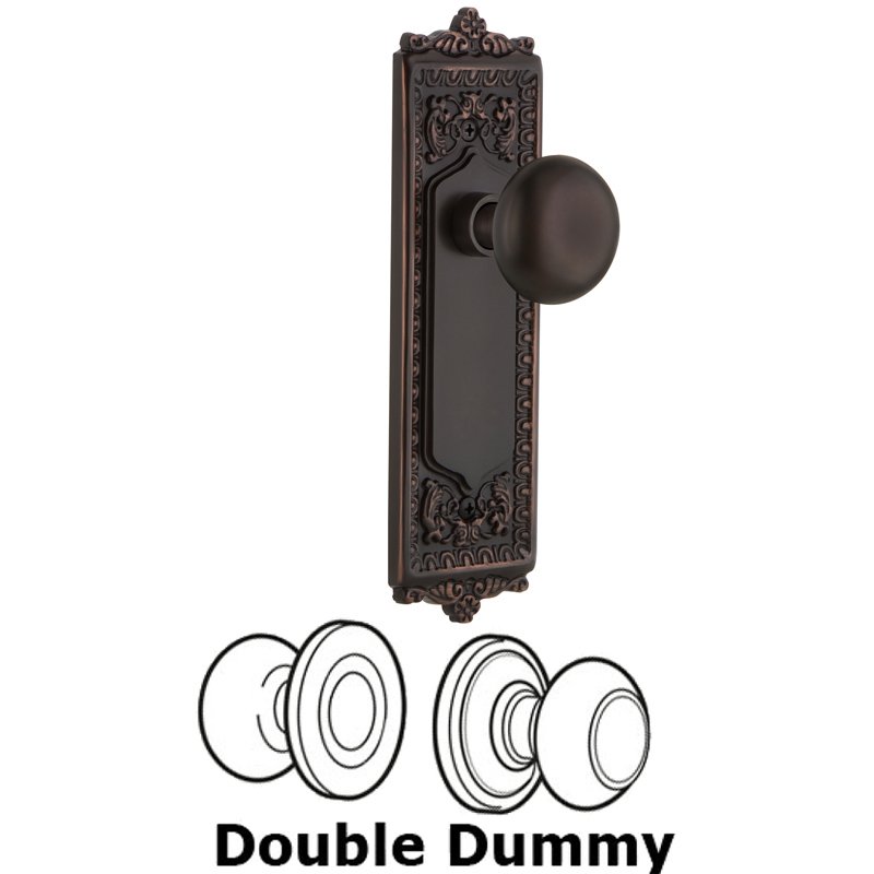 Double Dummy Set - Egg & Dart Plate with New York Door Knobs in Timeless Bronze