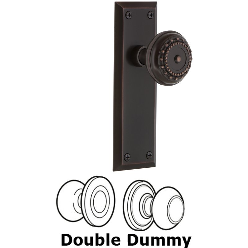 Double Dummy Set - New York Plate with Meadows Door Knob in Timeless Bronze