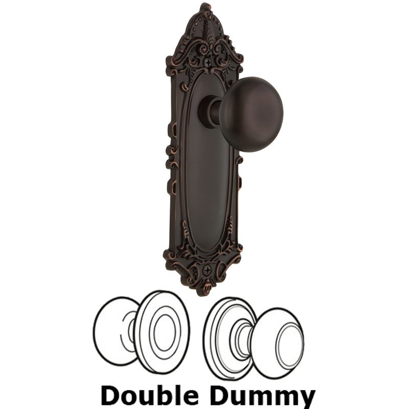 Double Dummy Set - Victorian Plate with New York Door Knobs in Timeless Bronze