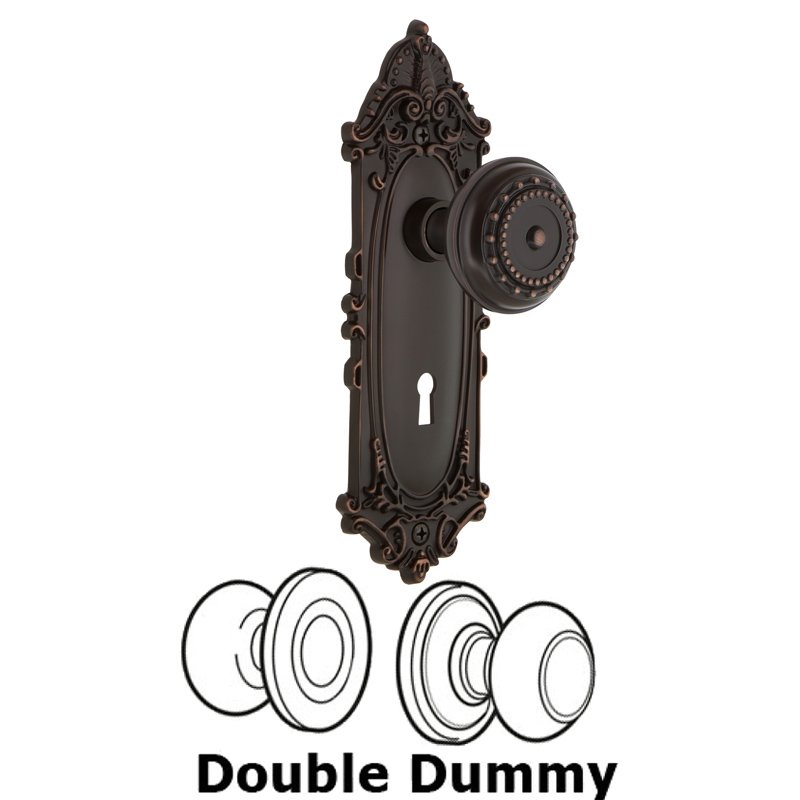 Double Dummy Set with Keyhole - Victorian Plate with Meadows Door Knob in Timeless Bronze