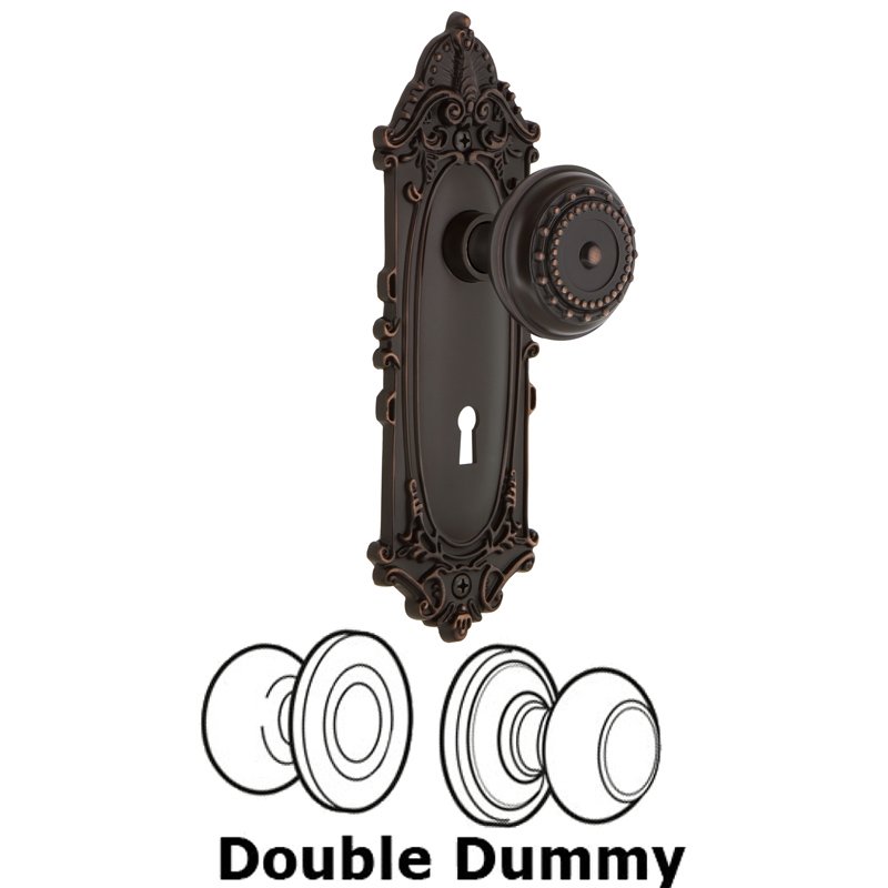 Double Dummy Set with Keyhole - Victorian Plate with New York Door Knobs in Timeless Bronze