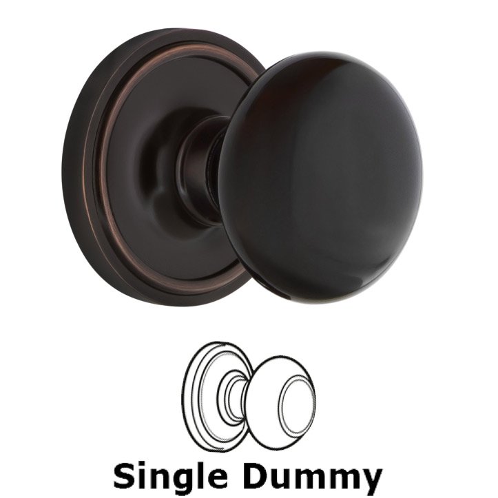 Single Dummy Classic Rosette with Black Porcelain Door Knob in Timeless Bronze