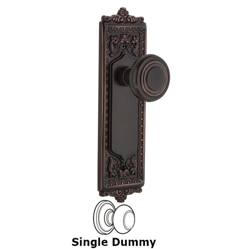 Single Dummy - Egg & Dart Plate with Deco Door Knob in Timeless Bronze