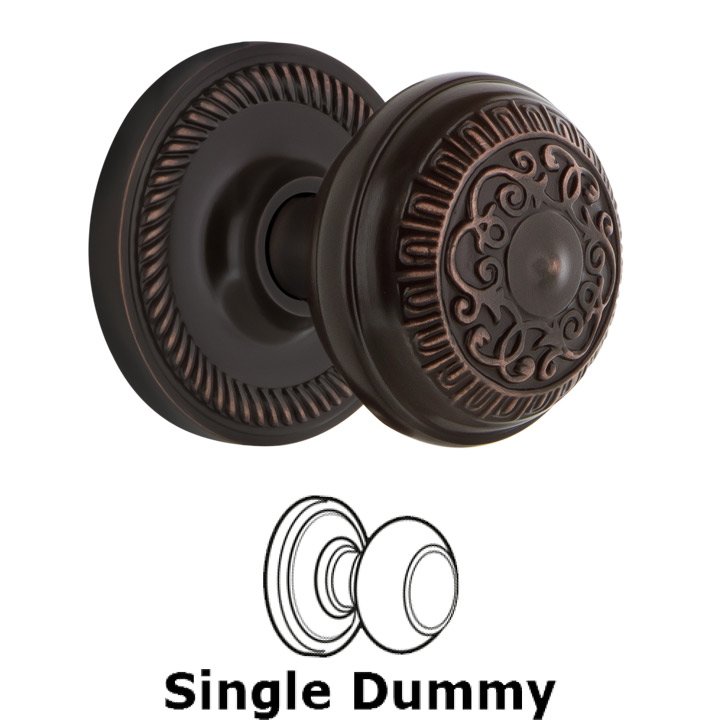 Single Dummy - Rope Rosette with Egg & Dart Door Knob in Timeless Bronze
