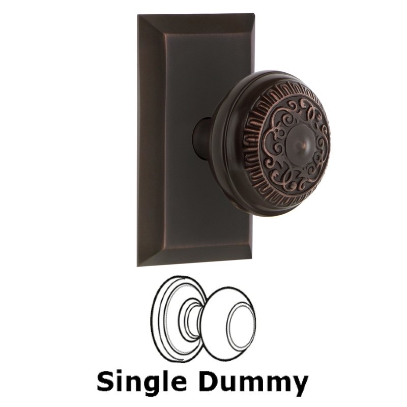 Single Dummy - Studio Plate with Egg & Dart Door Knob in Timeless Bronze