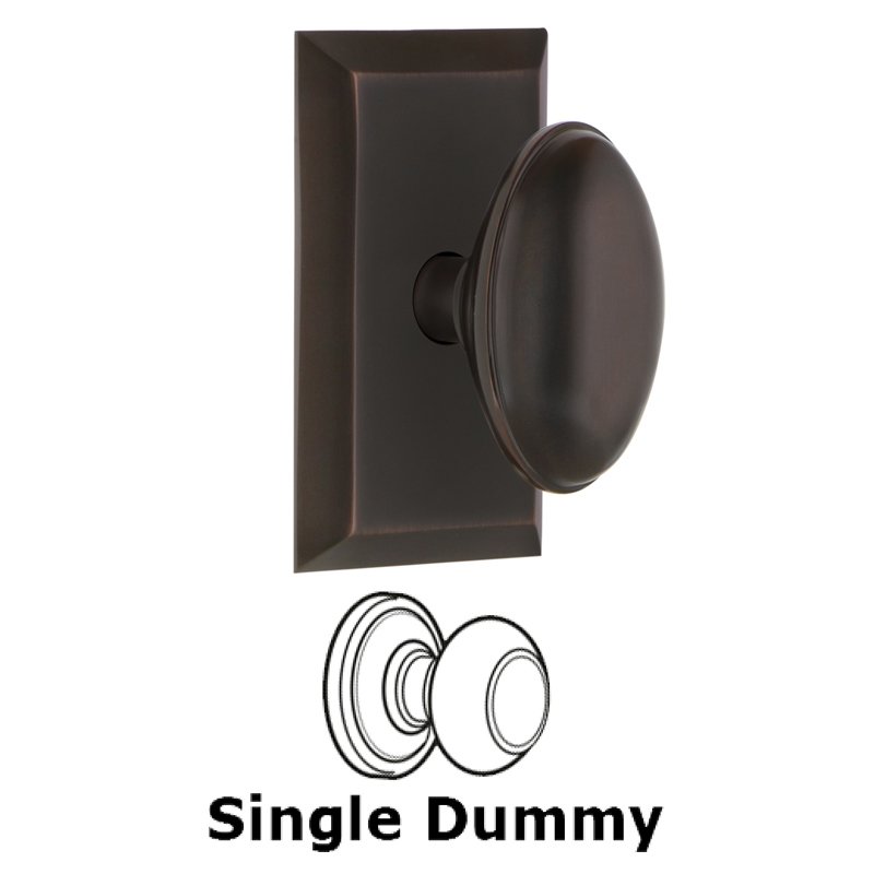 Single Dummy - Studio Plate with Homestead Door Knob in Timeless Bronze