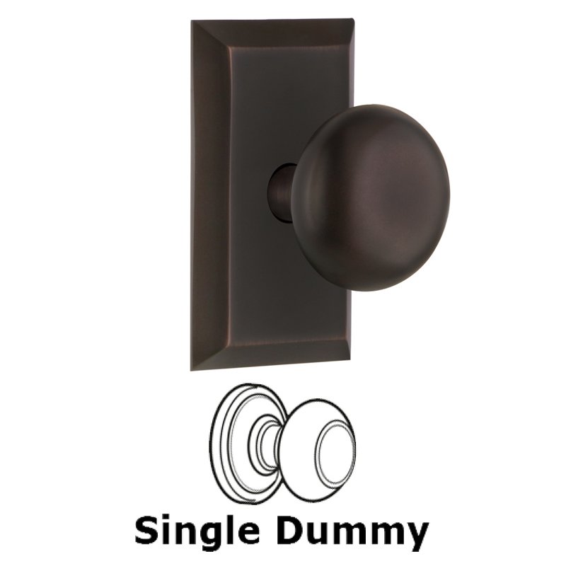 Single Dummy - Studio Plate with New York Door Knobs in Timeless Bronze