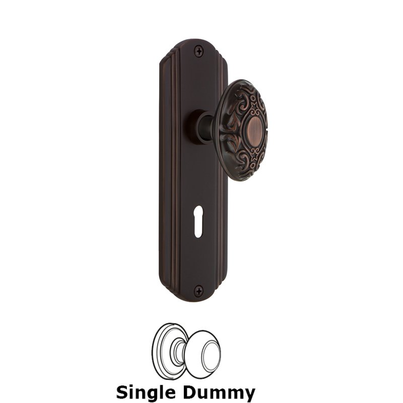 Single Dummy with Keyhole - Deco Plate with Victorian Door Knob in Timeless Bronze