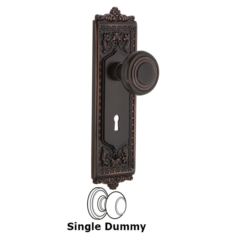 Single Dummy with Keyhole - Egg & Dart Plate with Deco Door Knob in Timeless Bronze