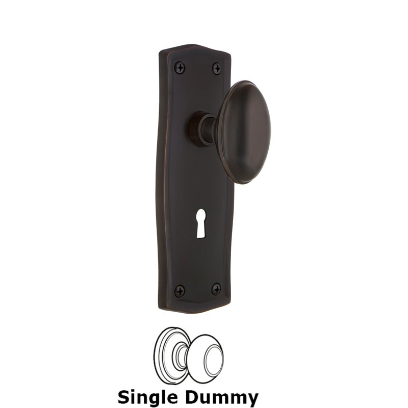 Single Dummy with Keyhole - Prairie Plate with Homestead Door Knob in Timeless Bronze