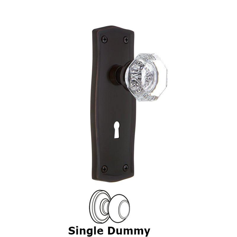 Single Dummy with Keyhole - Prairie Plate with Waldorf Door Knob in Timeless Bronze