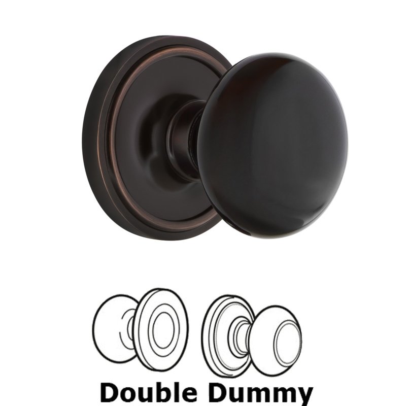Double Dummy Classic Rosette with Black Porcelain Door Knob in Timeless Bronze