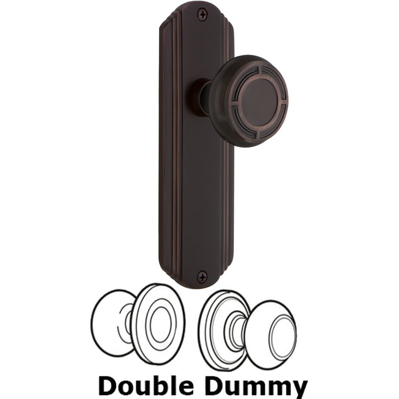 Double Dummy Set - Deco Plate with Mission Door Knob in Timeless Bronze